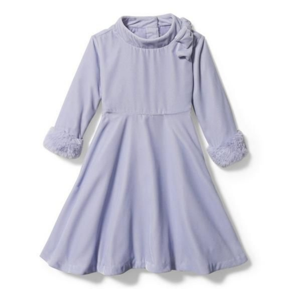 Janie and Jack velvet faux fur cuff dress 12-18 months